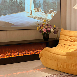 Chimenea Eléctrica Ultrafina de Montaje Oculto con Panel Frontal Plano, Efecto de Fuego Simulado, de Alta Gama, para Decoración y Calefacción de Pared en Penthouse - Product Image 2