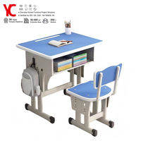 Muebles para el Aula, Juego de Escritorio y Silla Escolar Ajustable en Altura, Cómodo, de Metal, para Niños, para el Aprendizaje en Primaria