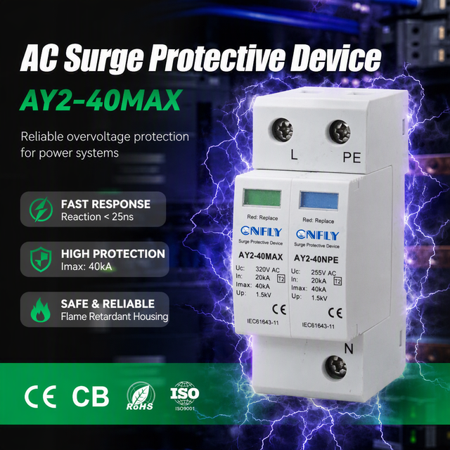 1P+N 2P 20KA-40kA AC T2 AC / DC  Electrical Power System Surge Protector SPD Lightning Arrester Surge Protective Device
