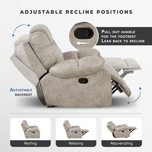 Canapé-lit double inclinable manuel personnalisé en microfibre, <span class=keywords><strong>fauteuil</strong></span> inclinable mural avec console centrale pour salon - Product Image 4