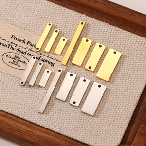 Breloques rectangulaires vierges en acier inoxydable, connecteurs à double trou, pendentifs, étiquettes, accessoires de bijoux pour colliers et bracelets personnalisables en DIY - Product Image 4