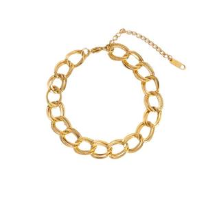 Bracelet Chaîne Tendance Plaqué Or 18K, Design Double Anneau Géométrique, Bijoux Hip Hop pour Femme, Homme, Style Unisexe - Product Image 5