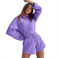 Ensemble deux pièces décontracté personnalisé pour femme, short taille haute surdimensionné avec cordon de serrage, brodé, en polyester/coton respirant, col rond