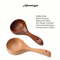 Ensemble de cuillères en bois de style coréen extra-larges, cuillères doseuses antiadhésives pour sel et miel - Capacité de 100 ml, design plat, confortables