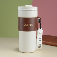 Mug à café isotherme personnalisé de 500 ml en acier inoxydable 304 18/8, avec couvercle anti-fuite, isolation sous vide, écologique, avec cordon de transport, pour l'école, 6-12