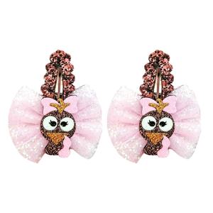 Vente flash, pinces à cheveux fantaisie en tissu scintillant, motif de poussin de Pâques, pour les filles mignonnes, utilisation en fête - Product Image 3