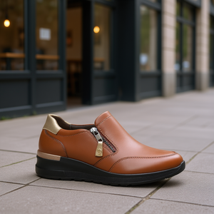 Brown Loafers Size 37 With Zip Closure Comfortable Lightweight Design For Everyday Wear - Product Image 3