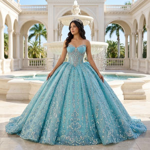 <span class=keywords><strong>Vestido</strong></span> <span class=keywords><strong>de</strong></span> Gala Jancember 1533 <span class=keywords><strong>Azul</strong></span> <span class=keywords><strong>Turquesa</strong></span> <span class=keywords><strong>de</strong></span> Lujo 2026 con Lentejuelas Brillantes y Cuentas - Product Image 1