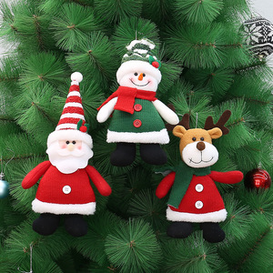Christmas Tree Hanging Dolls Santa Snowman Reindeer Fabric <b>Ornaments</b> <b>Small</b> Size 2-4 Inch Decorations - Product Image 2
