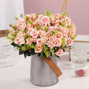 Bouquet Artificiale di Ortensie e <span class=keywords><strong>Rose</strong></span> <span class=keywords><strong>a</strong></span> <span class=keywords><strong>Pois</strong></span>, Fiori in Seta per San Valentino, Decorazione per Soggiorno e Interni, Ornamento e Composizione Floreale - Product Image 4
