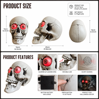 Crânes grandeur nature pour Halloween, accessoires effrayants en plastique, tête d'os humain pour maison hantée et fête