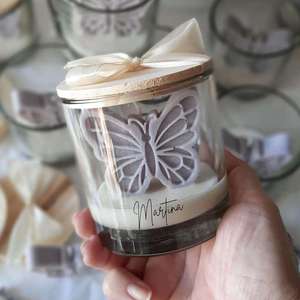 Candele Profumate di Lusso in Cera di Soia Personalizzate all'Ingrosso, Eleganti Candele per Baby Shower con Farfalle <span class=keywords><strong>Rosa</strong></span> e Viola con Coperchi - Product Image 3