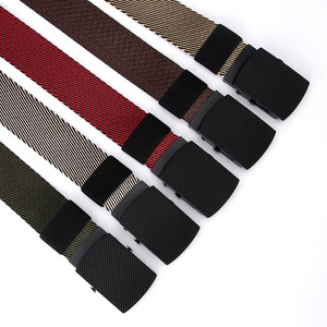 Ceintures à rayures en nylon de haute qualité pour hommes avec boucles en alliage de zinc à la mode essentielles pour l'élégance des affaires - Product Image 3