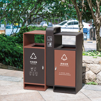 Cubo de basura de reciclaje de fabricación OEM Cubo de basura de calle al aire libre Cubo de basura grande con cubierta superior para lluvia