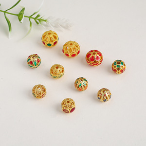 Cuentas de esmalte cloisonné redondas huecas con efecto de goteo de aceite, cuentas de la suerte para la fabricación de joyas DIY, pulseras, collares, accesorios al por mayor - Product Image 4