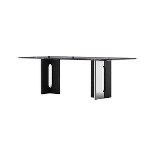 Ensemble table et chaises rectangulaires en marbre naturel, 4 pièces, combinaison durable pour salle à manger - Product Image 4