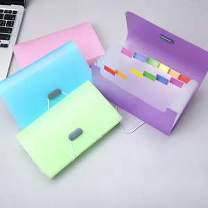 A6 tali gantung warna permen ukuran Folder penyimpanan grosir Folder berkas plastik tahan air stabil untuk hadiah