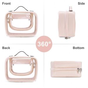 Bolsa de Aseo de Viaje, Bolsa de Maquillaje Transparente de 2 Capas con Asa, Organizador de Maquillaje Impermeable, Fábrica con Certificación BSCI - Product Image 2