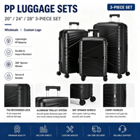 Ensemble de 3 valises de haute qualité, élégantes, en PP, durables, avec 4 roues et poignée en caoutchouc souple