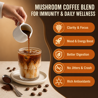 Mélange de poudre de champignons instantanée soluble dans l'eau, extrait personnalisé OEM de Crinière de lion, Reishi et Cordyceps pour mélange de café et de boissons