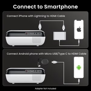 Mini projecteur natif 1080P Full HD portable avec haut-parleur intégré compatible <span class=keywords><strong>Smartphone</strong></span>//<span class=keywords><strong>USB</strong></span>/AV Fire Stick PS5 - Product Image 6