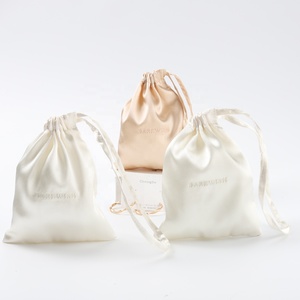 Personalized Single <b>String</b> Silk Satin Jewelry Bag Luxury Drawstring Gift Silk Dust Cosmetic Packaging Bag - Product Image 5