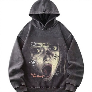<b>Vintage</b> Washed Men Hoodie <b>Oversized</b> Pullover <b>Sweatshirt</b> Graphic Print Streetwear Long Sleeve - Product Image 4