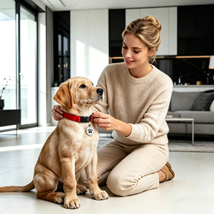 <span class=keywords><strong>Collier</strong></span> d'<span class=keywords><strong>identification</strong></span> de luxe écologique en métal anti-perte avec code NFC et QR pour animaux de compagnie (chat, <span class=keywords><strong>chien</strong></span>) – Porte-clés nominatif - Product Image 2