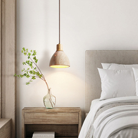 Luminaire suspendu LED en travertin jaune Stone Element, lumière chaude 3000K, commande par interrupteur, garantie 1 an, utilisation en chambre, style Wabi-Sabi