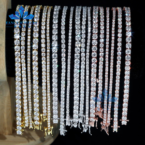Moissanite Cadeia Ligação Cubana 2mm 3mm 4mm 6 polegadas 7 polegadas Gelado Fora Completo Diamante 925S Hip Hop Cadeia De Tênis - Product Image 1