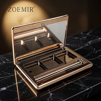 Palette à paupières magnétique vide personnalisée, palette à blush 3 compartiments avec miroir, rose gold, rectangulaire, palette de poudre compacte 3 couleurs