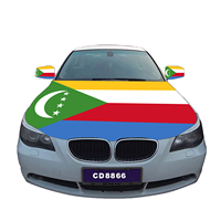 Housses de Capot de Voiture Promotionnelles Personnalisées 100% Polyester Île des Comores Drapeaux Banderas De Comores Livraison Rapide en 48h pour Agences de Voyage