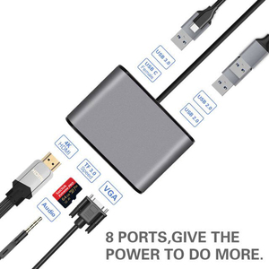 Vcom USB Tipo C 8 đầu ra Multiport Adapter Hub 5gbps USB3.0 âm thanh 3.5mm PD 60W VGA 2160P HDMI TF Thẻ Docking - Product Image 4