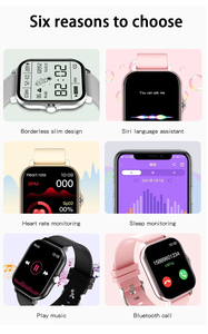 Square Smart <b>Watch</b> 40mm IPS Display Black Band 270mm Strap Heart Rate Blood Pressure Tracker IP67 Waterproof - Product Image 5