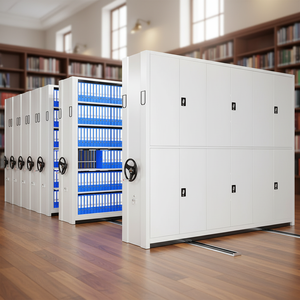 Bibliothèque mobile en acier robuste, étagères compactes pour le rangement de grands livres, système de rangement mobile pour journaux - Product Image 6