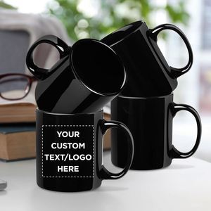 Mug personnalisé Mug à café personnalisé |   Impression par transfert thermique sur céramique, ajouter une photo/texte/nom/logo, cadeau personnalisé pour un usage quotidien (noir) - Product Image 1