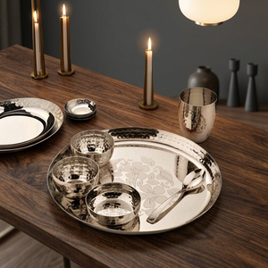 Durable Eco-Friendly Sustainable Steel Classic Dinner Thali <b>Set</b> Cup Kit Lightweight <b>Microwave</b> Dishwasher Safe Reusable Portable - Product Image 3