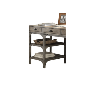 Bureau d'ordinateur en métal argenté antique finition chêne patiné DB Gorden avec d'excellentes caractéristiques d'écriture - Product Image 3