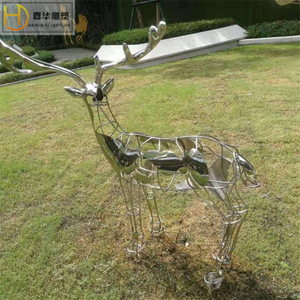 Escultura de Ciervo Abstracta Jiahua, de Acero Inoxidable, para Exteriores, Montada en el Suelo, Hecha a Mano - Product Image 5