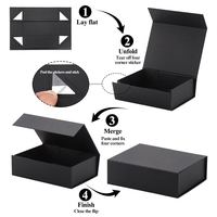 Boîte cadeau personnalisée, petite, noire, pliable, pour cosmétiques, mariage, anniversaire, demande en mariage, avec fermeture magnétique, pour bijoux