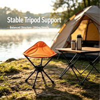 Tabouret pliant - Portable, pour le camping en plein air, le cyclisme, facile à transporter, rotatif, léger, cadre en acier à haute teneur en carbone, chaise triangulaire