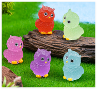 Mini ornement de jardin en résine vintage, miniature, lumineux, dessin animé, hibou 3D, petit statut, bricolage, jouets pour enfants