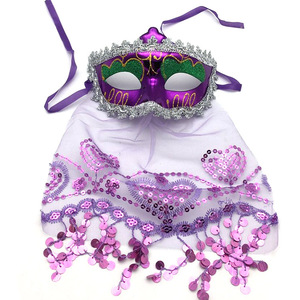 Nouveau design – Voile de cosplay pour femmes et enfants, masque demi-visage avec voile à sequins - Product Image 2