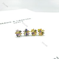 Dylam Blumen ohrringe Silber Sterling Ohr stecker Opal Hawaii Plume ria Ohrringe koreanische weibliche Mode wilde asymmetrische Gänseblümchen