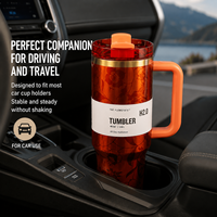 Nouveau Cadeau : Tasse Isotherme Originale 1:1 en Acier Inoxydable, Grande Bouteille Isotherme à Motif Floral de 40oz avec Paille et Poignée