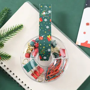 圣诞活页夹红绿金回形针图钉四格甜甜圈文创办公用品
