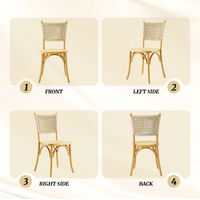 Ensemble de 6 chaises de salle à manger en bois massif, dossier tressé en corde, assise en rotin, style scandinave, pour restaurant, hôtel, commande en gros