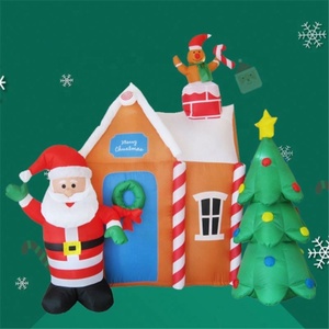 Décoration de noël commerciale et personnalisée, maison <span class=keywords><strong>gonflable</strong></span> publicitaire de 1.8M de haut avec arbre et père - Product Image 3