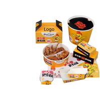 Boîtes alimentaires personnalisables pour petites entreprises, pour pop-corn et frites, en carton ivoire vintage verni biodégradable, avec logo, poignées et ruban