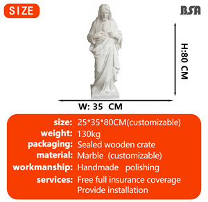 Esculturas Religiosas de Mármol Talladas a Mano BSA, Figura de Jesucristo Sagrado Corazón, Diseño Europeo para Decoración de Iglesia y Hogar - Product Image 2